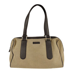 Gucci handbag canvas leather brown